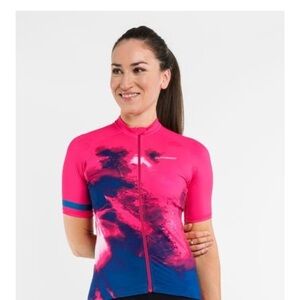 Peppermint Hot Pink and Blue Short-Sleeve Cycling Jersey